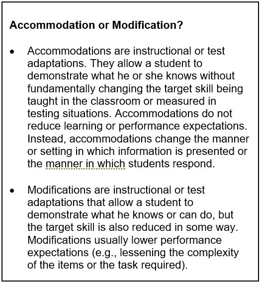 Modifications Are Diffe From Accommodations
